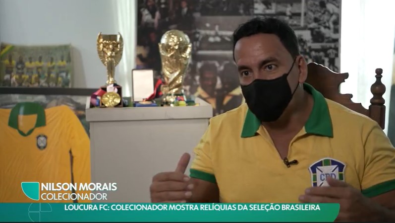 Colecionador de relíquias da seleção, Nilson Morais é destaque de reportagem da Rede Globo